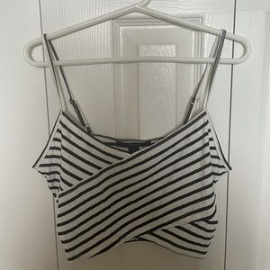Black and White striped crop top